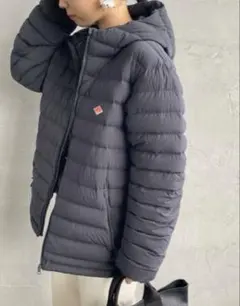 【美品】DANTON◆2WAYストレッチナイロン フードダウンジャケット　グレー