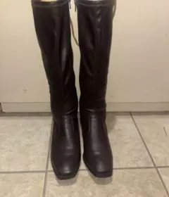 ダークブラウン レザー ロングブーツ 22.5cm