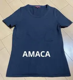 AMACA ネイビー 半袖ニットセーター 38のサムネイル