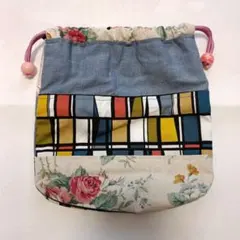 手作り　ハンドメイド　巾着　リバーシブル