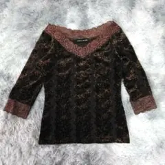 美品✨【CECIL McBEE】 ブラウン レース Vネック ステージ衣装 ラメ