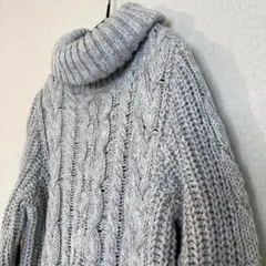 ケーブルニットタートルネックセーター ライトグレー XSサイズ GAP