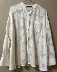 フラワーパターン シフォンシャツ シアージャガードレースシャツ