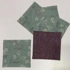 K208　コースター5枚セット　久留米織　和調　リバーシブル　ハンドメイド