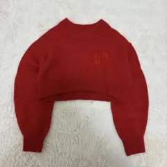 美品✨人気✨23AW✨アダムエロペ　ロゴショートニットプルオーバー　アルパカ混