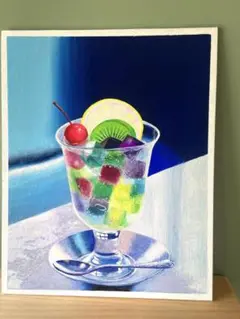 アクリル画　ゼリーソーダ　レトロ　カフェインテリア