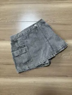【140】 GU デニム ラップショートパンツ スカートパンツ