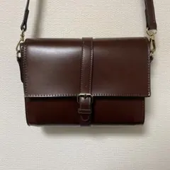 レトロ アンティーク ショルダーバッグ レザー ブラウン 古着 シンプル