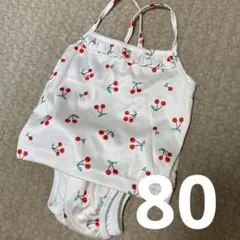【着用一回】水遊び　インナーパンツ一体型　セパレート水着80