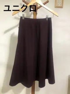 【新品未使用】ユニクロ　ウールブレンドフレアスカート レディース　S ワイン