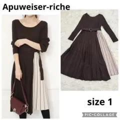 アプワイザーリッシェ バックリボン プリーツニットワンピース ベルト付き