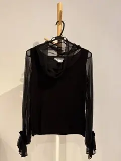 Max Mara シルクシフォン袖 切替ニット トップス ブラックのサムネイル