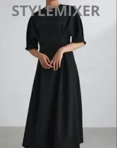 STYLEMIXER 半袖　ロングフレアワンピース　黒のサムネイル
