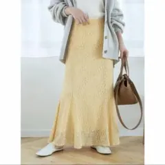 アースミュージックアンドエコロジー✨️マーメイドレーススカート イエロー ロング丈