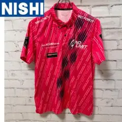 NISHI ニシスポーツ ポロシャツ L ピンク 陸上競技 総柄