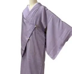 ユ142着物小紋　淡紫　正絹　小柄　逸品　身丈156cm