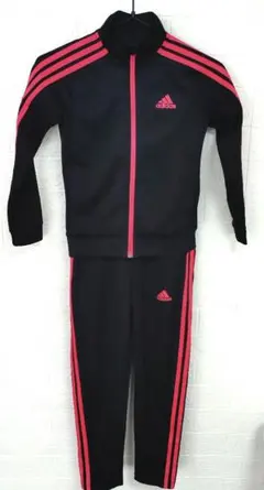 adidas キッズ130 ジャージ上下 セットアップ 黒 ピンク