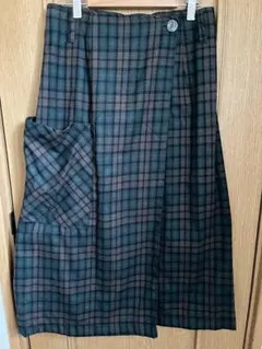 リブインコンフォート　チェック柄巻きスカート風 クリスマス