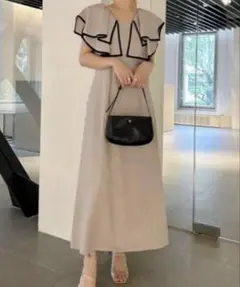 snidel ラッフルカラーパイピングワンピース