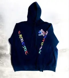 クロムハーツ マルチカラー パーカー L CHROME HEARTS】マルチカラー セメタリークロス ジップ型 パーカー