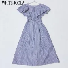 WHITE JOOLAロングワンピース フレアスリーブパールボタンストライプ柄のサムネイル