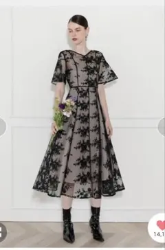 【LEJA】花柄後ろリボン半袖キャミワンピースセット