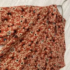 ヴィンテージ ブラウス 半袖 レトロ 花柄 総柄 くすみオレンジ 日本製