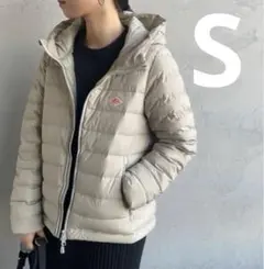 DANTONダントン ミドル丈フード付きダウンジャケットレディースベージュS