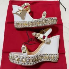 Christian Louboutin ホワイトウェッジサンダル 37