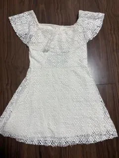 【ZARA】ホワイト レース フリル袖 ワンピース 140cm