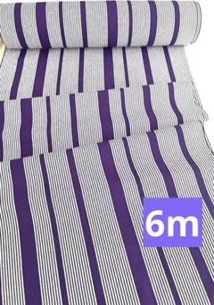 紫と白の縦縞 化繊 反物 切り売り 6m