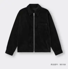 GU コーデュロイ　ジップアップシャツ ジャケット ブラック　L