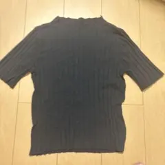 リブニット 半袖 カットソー ダークグレー