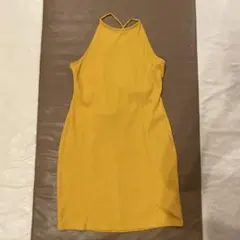 新品　未使用　H&M リブ キャミワンピース イエロー XL