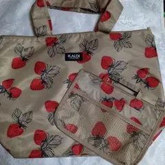 未使用　カルディ　いちご柄バック＆バッグインバッグ