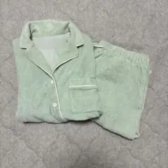 パイル地 パジャマ セットアップ 半袖 ショートパンツ グリーン　部屋着