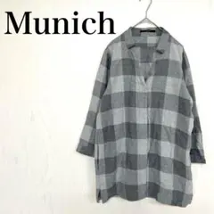 Munich レディース M グレー チェック柄 フランネル チュニック シャツのサムネイル