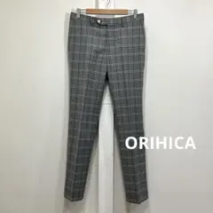 ORIHICA 美シルエット スラックスパンツ チェック グレー W82のサムネイル