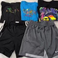 adidas 黒 ナイキ グレー ハーフパンツ2枚　アラバマTシャツ3枚セット
