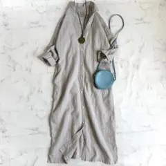 美品＊アーバンリサーチドアーズ リネンロングシャツワンピース ベージュ