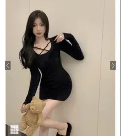 【最安価】GRL フロントクロスデザインニットワンピース th003 即日発送