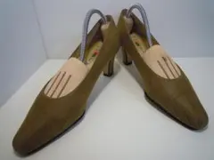 銀座かねまつ MISS SLENDER 本革木目調型押し アーモンドトゥパンプス