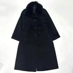 ✨美品✨SR カシミヤ ロングコート ブルーフォックス ブラック ファー取外し可