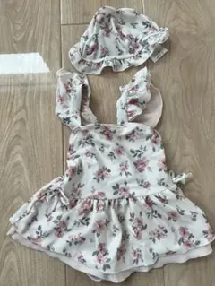 petit main花柄ワンピース水着セット 80cm 帽子Msize