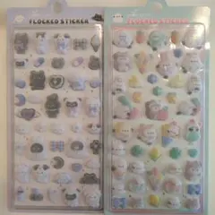 フロッキーシール ふわふわ もふもふ 立体シール ぷっくり モノクロとシマエナガ