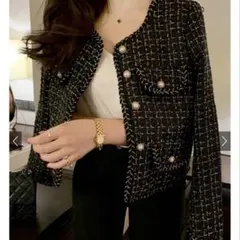 【新品】ラメツイードジャケット ブラック