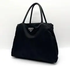 【美品】PRADA プラダ トートバッグ テスートナイロン 三角ロゴ ブラック