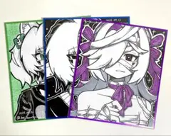 【訳あり】手描き アナログ オリジナル イラスト 小色紙 3点セット