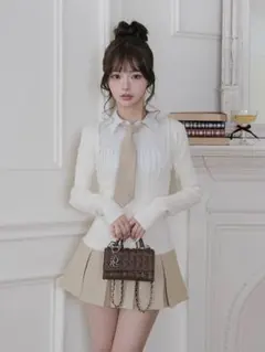 新品 Darich ダーリッチ　ネクタイシャツドッキングニットミニワンピース