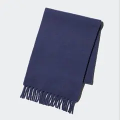 タグ付き 高島屋 カシミヤ100％ ダブルフェイス 大判ストール 青